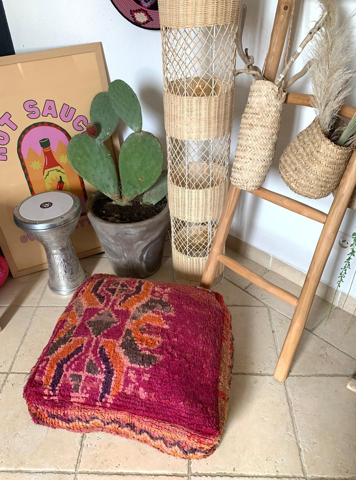 Grand Pouf Berbères Boujaad en pure laine Le souk de lili
