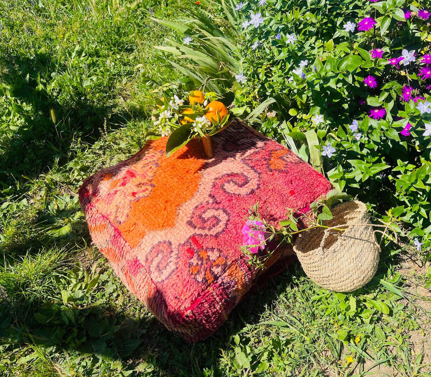 Grand Pouf Berbères Boujaad en pure laine Le souk de lili
