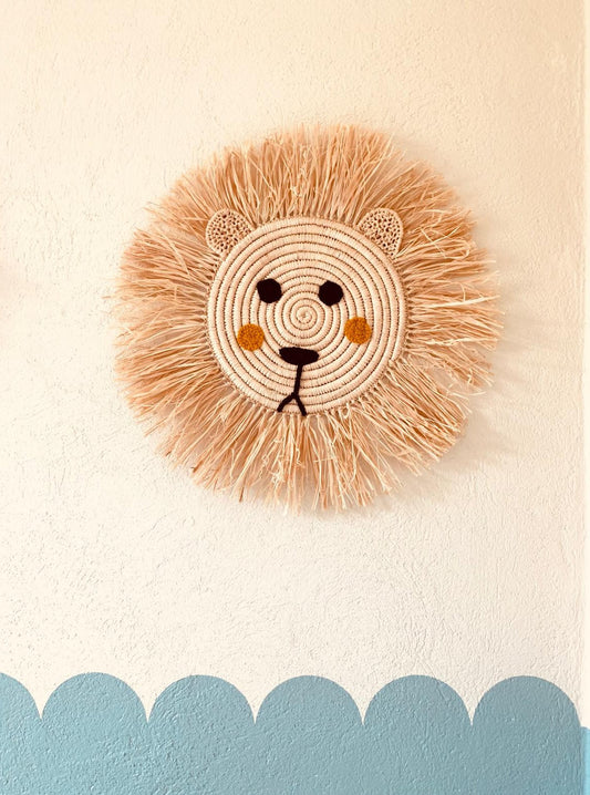 Tête de Lion en raphia a accroche murale Le souk de lili