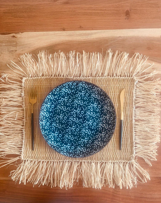 Set de table en paille avec frange en raphia Le souk de lili